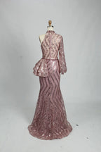 Blush Pink One Shoulder Beaded Mother of the Bride Dress MK111