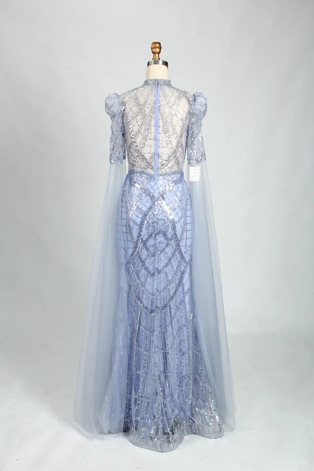 Ice Blue High Neck Beaded Sheath Mother of the Bride Dress MK121