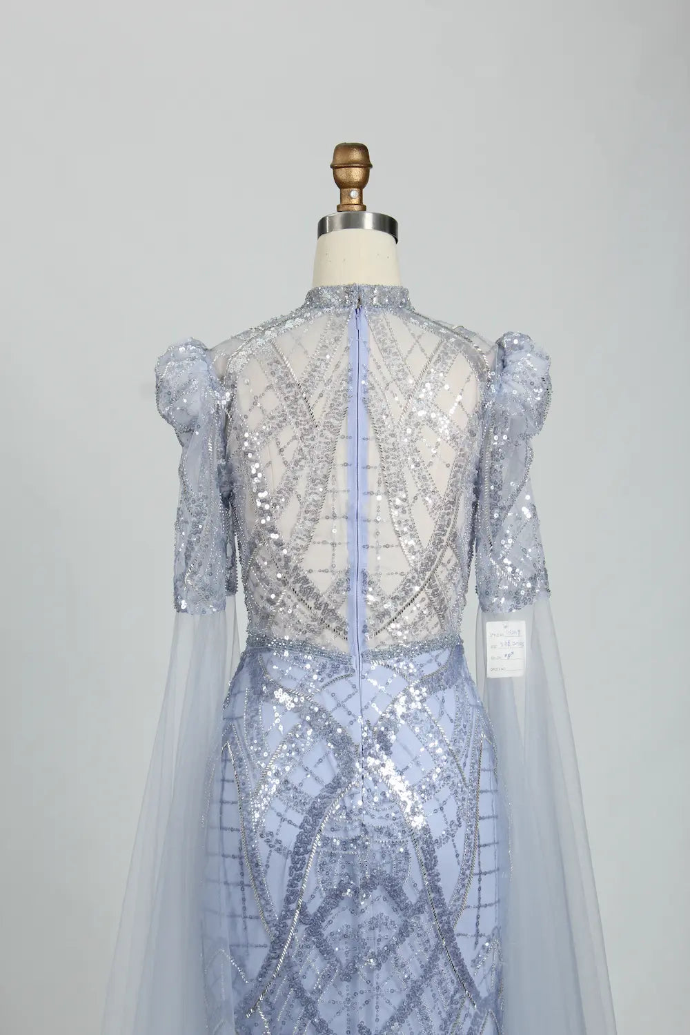 Ice Blue High Neck Beaded Sheath Mother of the Bride Dress MK121