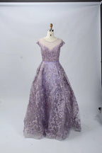 Dusty Blue Timeless A-Line Mother of the Bride Dress with Cap Sleeves MK065
