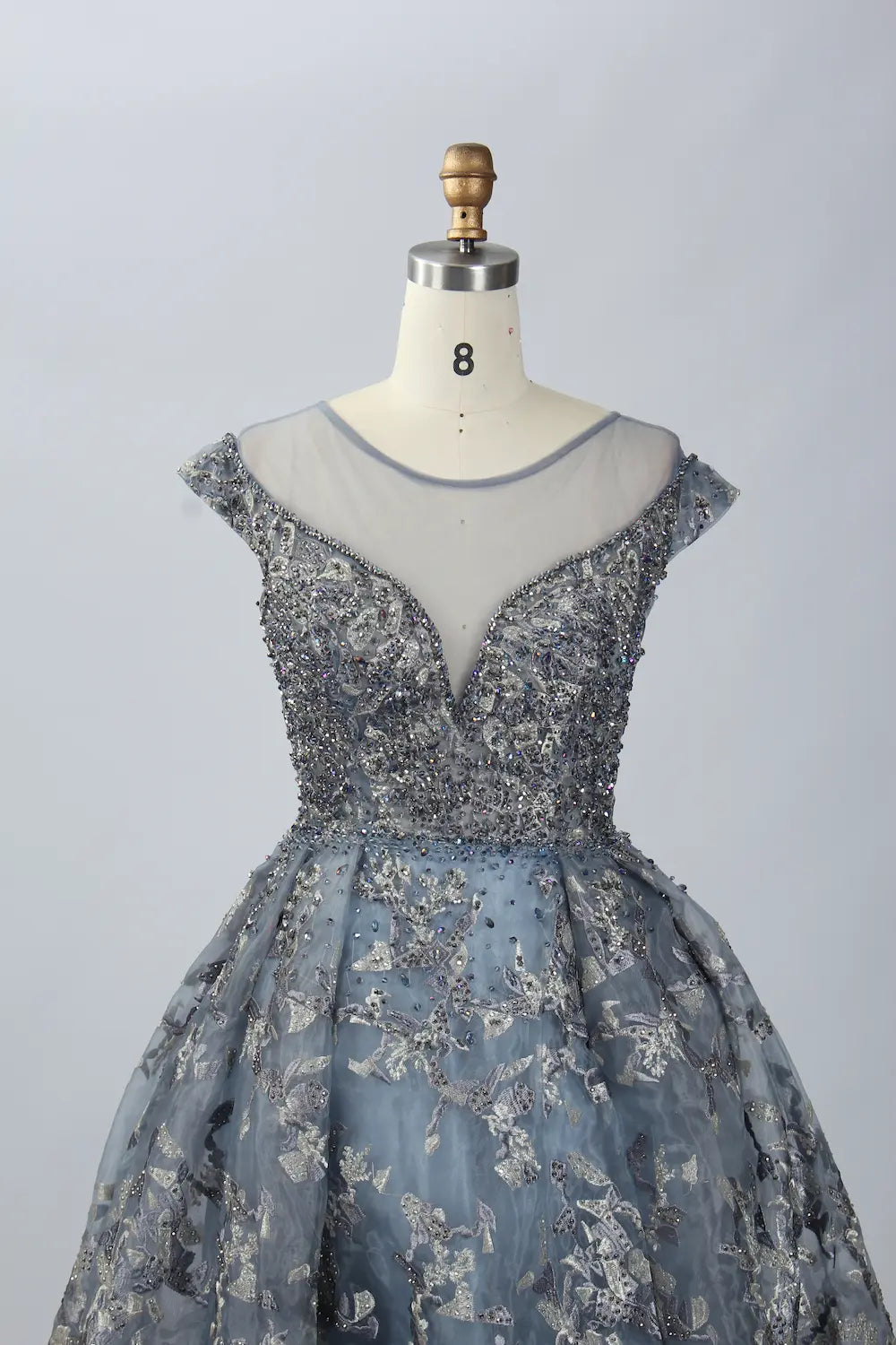 Dusty Blue Timeless A-Line Mother of the Bride Dress with Cap Sleeves MK065
