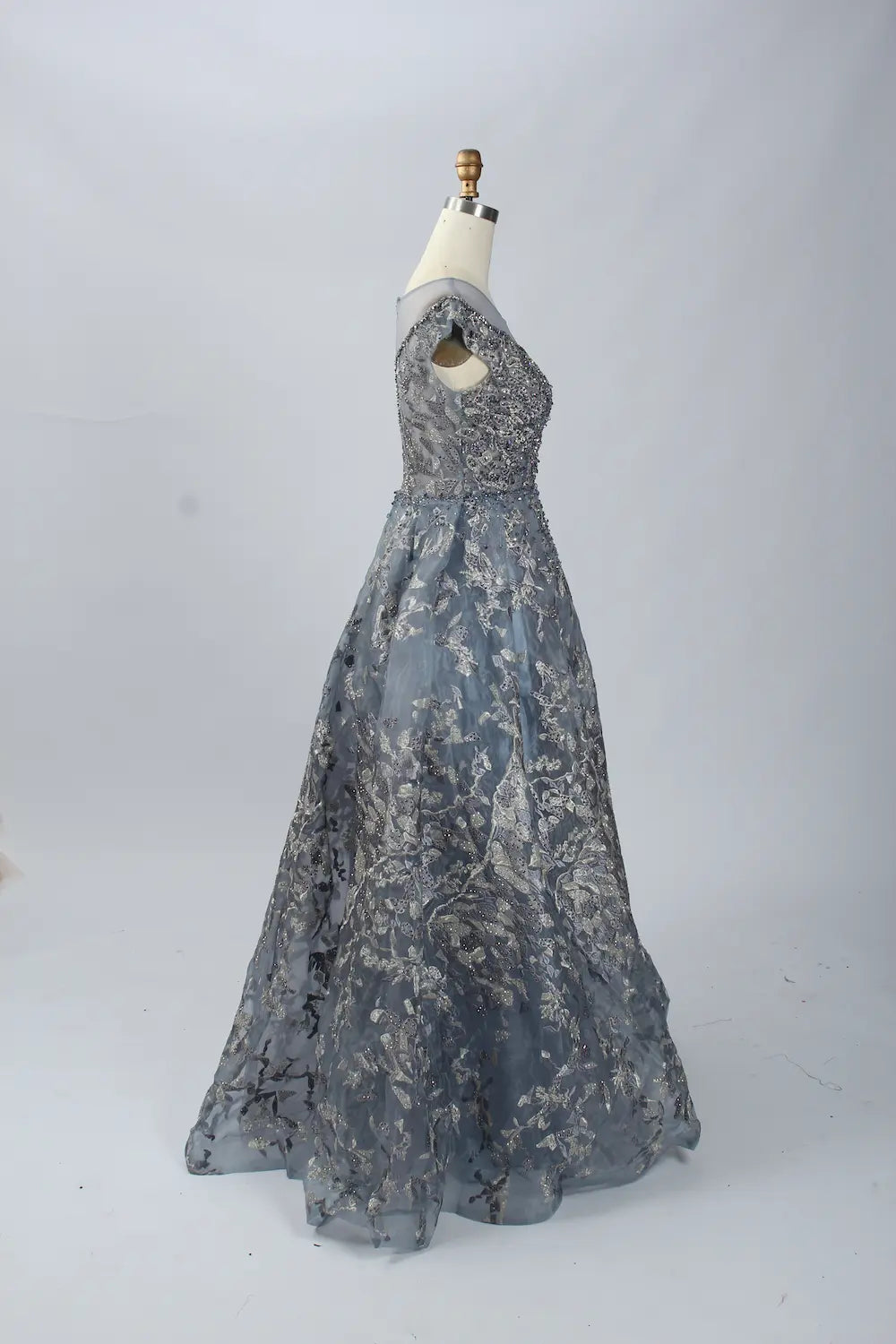 Dusty Blue Timeless A-Line Mother of the Bride Dress with Cap Sleeves MK065