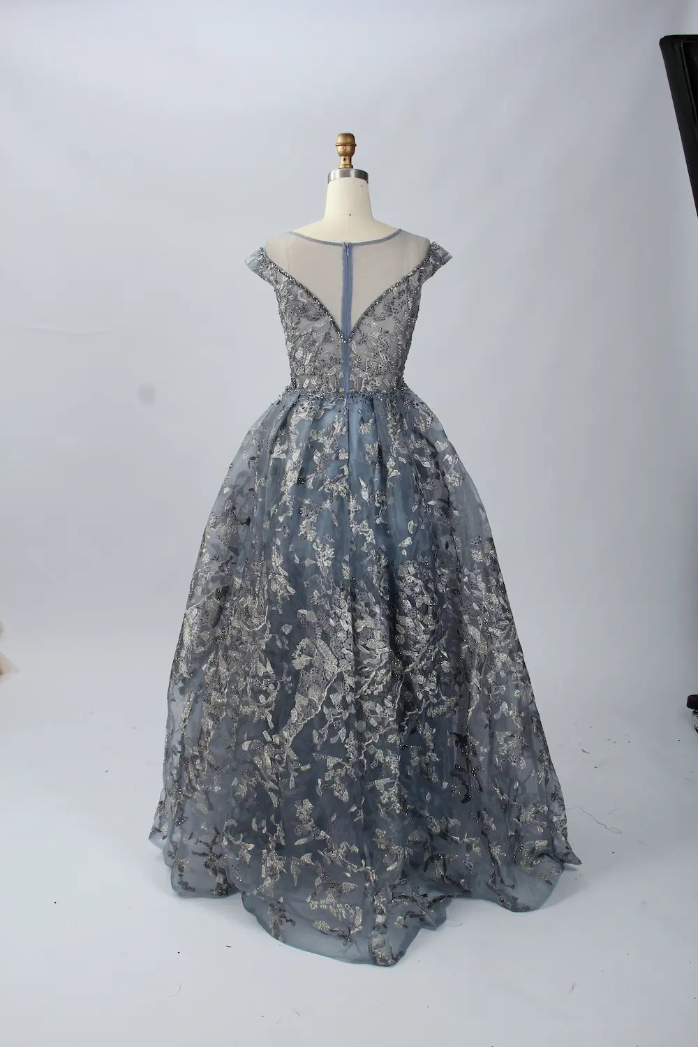 Dusty Blue Timeless A-Line Mother of the Bride Dress with Cap Sleeves MK065