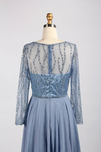 Wholesale Dusty Blue Beaded Mother - of - the - Bride Gown 32923B