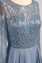 Wholesale Dusty Blue Beaded Mother - of - the - Bride Gown 32923B