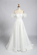 Wholesale White Off-Shoulder Tulle Sleeve Bridal Dress 3385