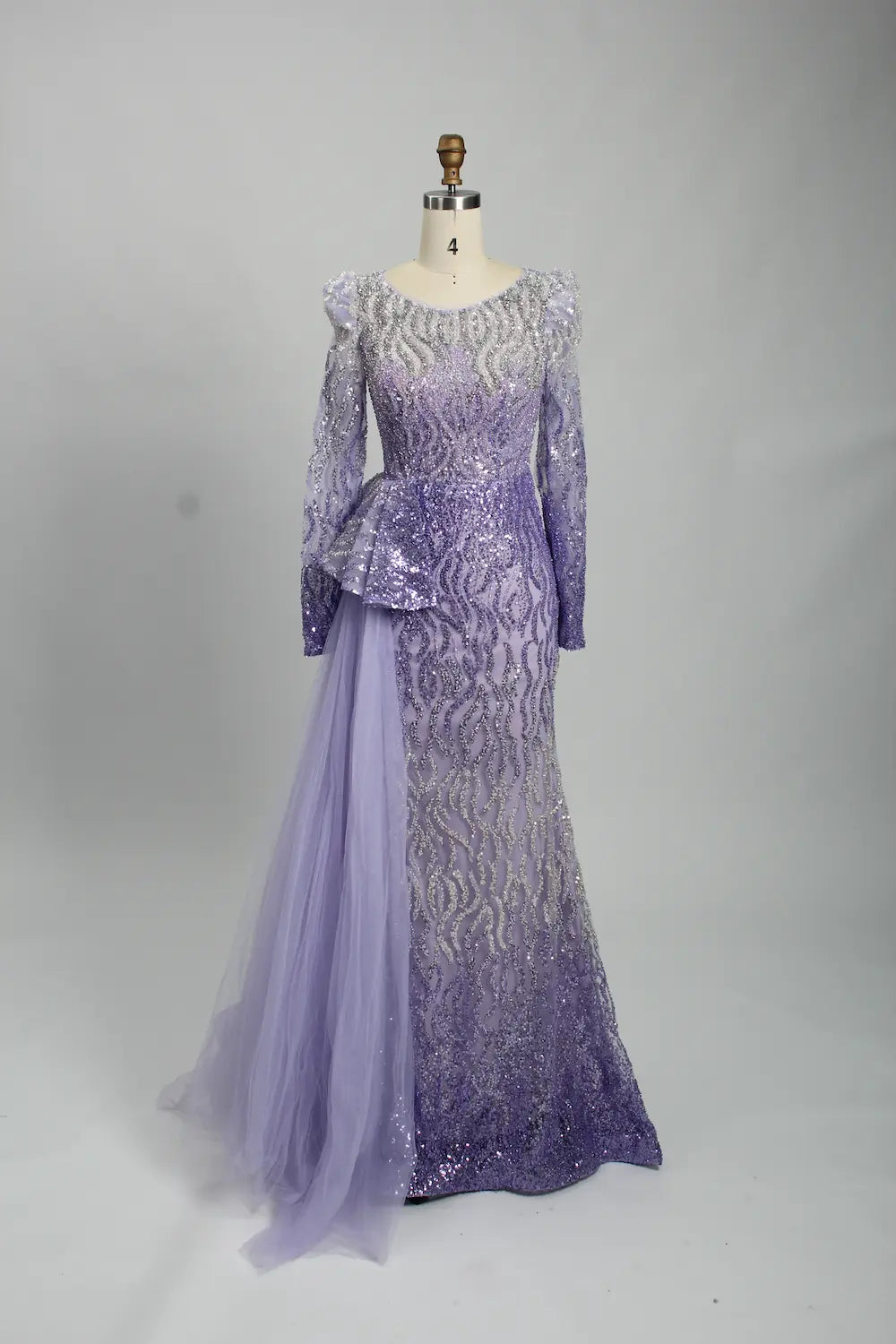 Luxury Hot Pink Sequined Long Sleeve Mother of the Bride Dress MK122