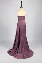 One-Shoulder Beaded Column Evening Dress with Side Draping KS043