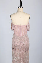Beaded Off-the-Shoulder Corset Evening Dress KS044