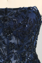 Wholesale Navy Blue Strapless Lace Prom Dress 33287