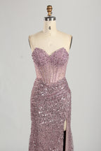 Wholesale Pink Sequin Sweetheart Evening Gown 33283