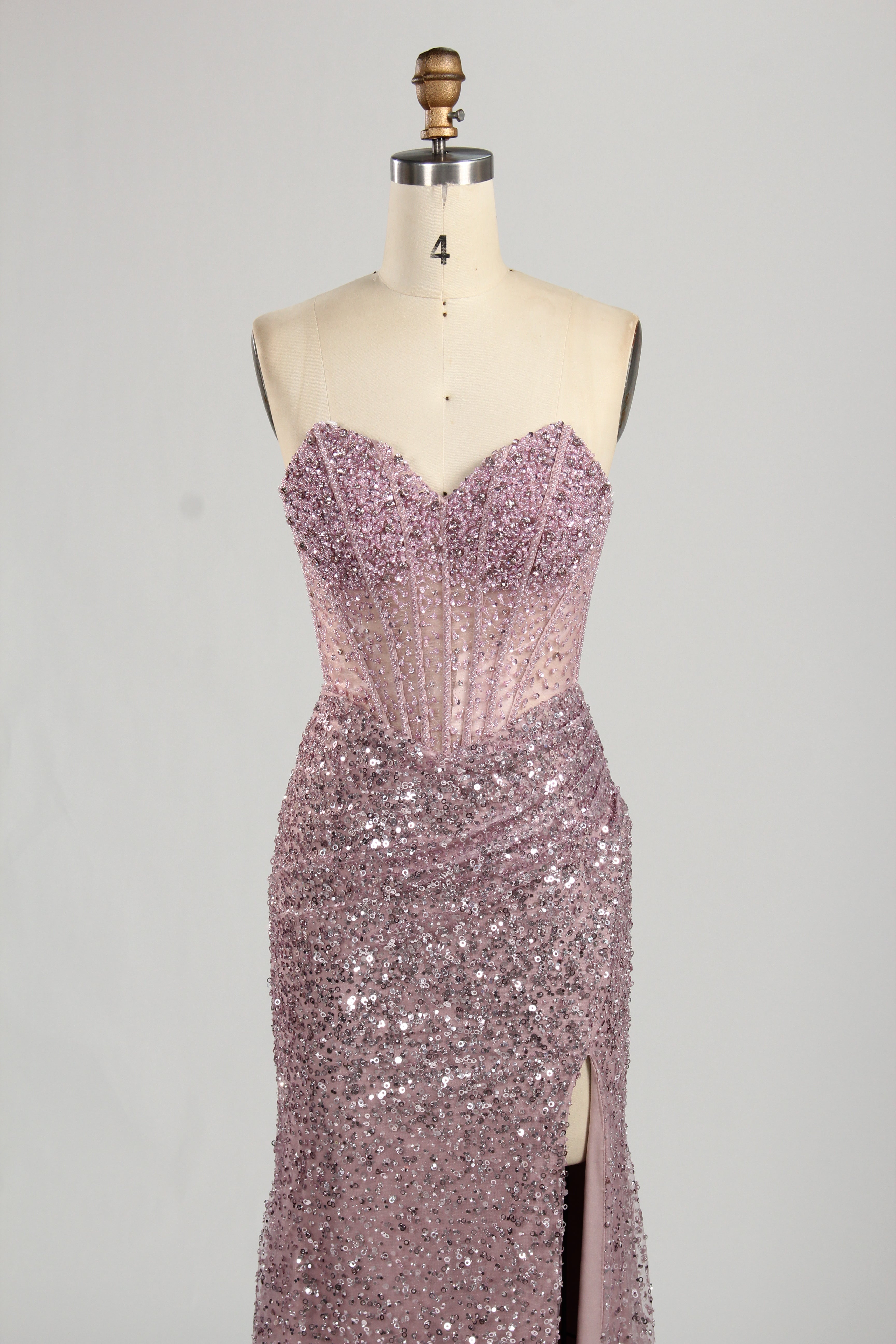 Wholesale Pink Sequin Sweetheart Evening Gown 33283