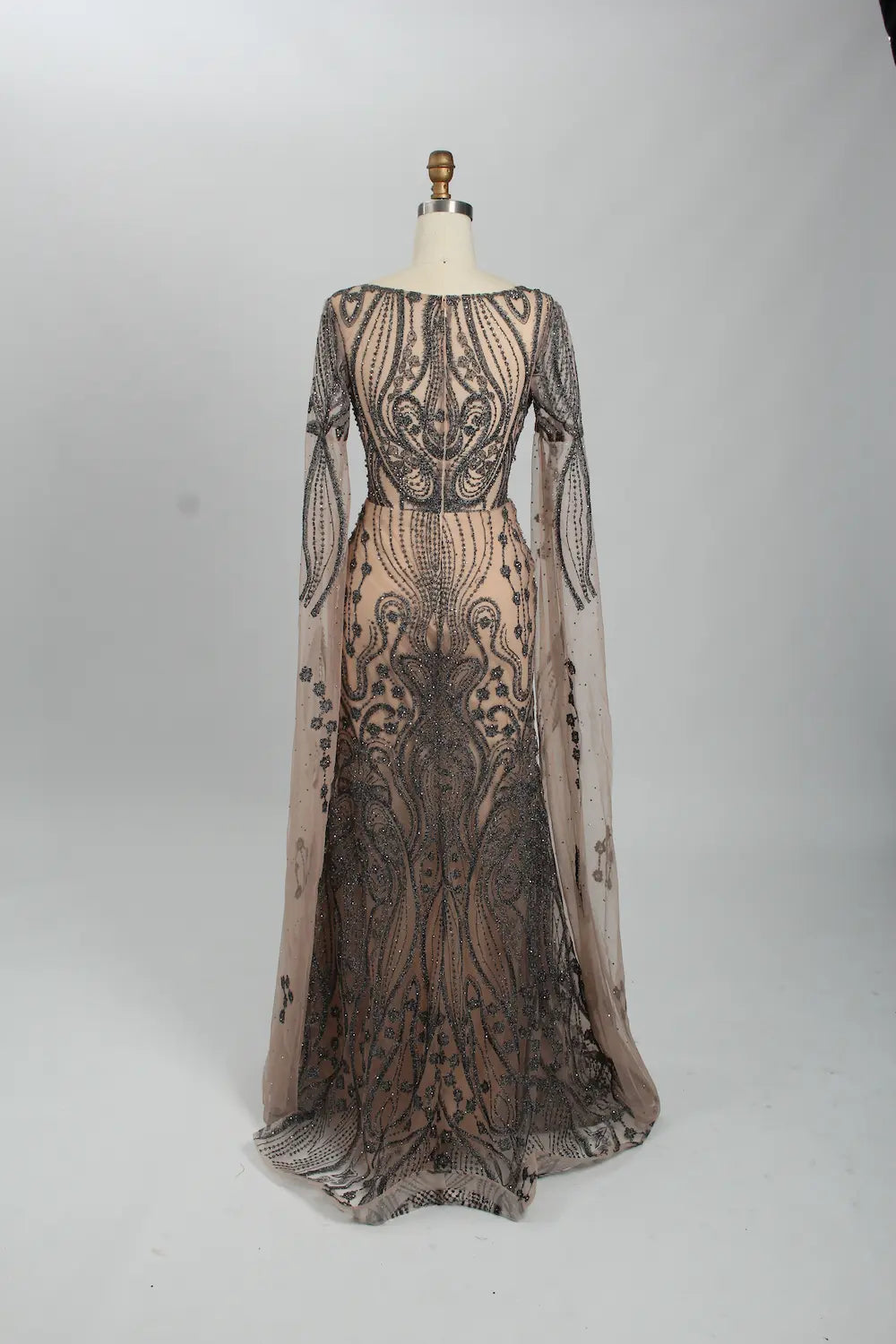 Luxury Beaded Long Sleeve Mother of the Bride Dress MK116