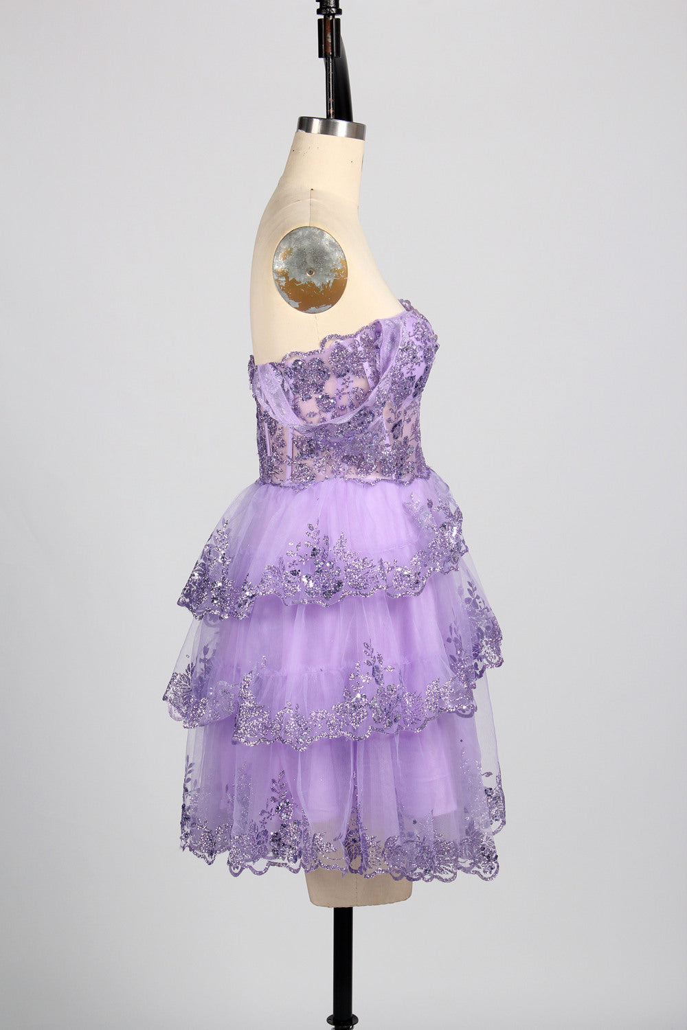 Vibrant Sequin Prom Short Dress with  Flared Skirt - Wholesale D-120