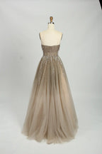 Elegant Strapless Sequined A-Line Evening Dress MC114