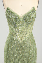 Wholesale Olive Green Beaded Mermaid Prom Dress 33306