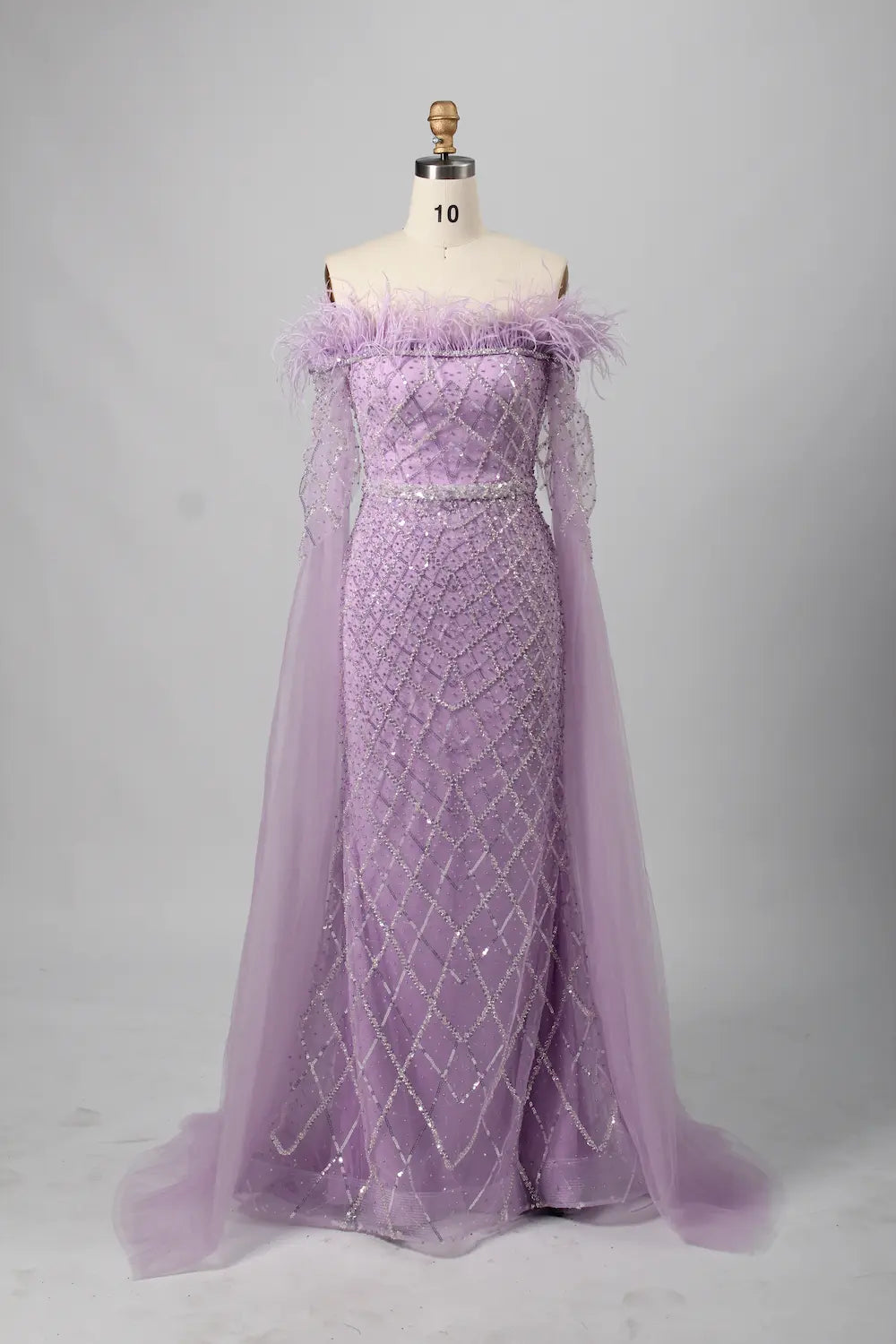 Exquisite Off-the-Shoulder Beaded Long Sleeve Green Mother of the Bride Dress KY026