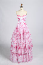 Wholesale Elegant Strapless Tiered Chiffon Prom Gown 33223C