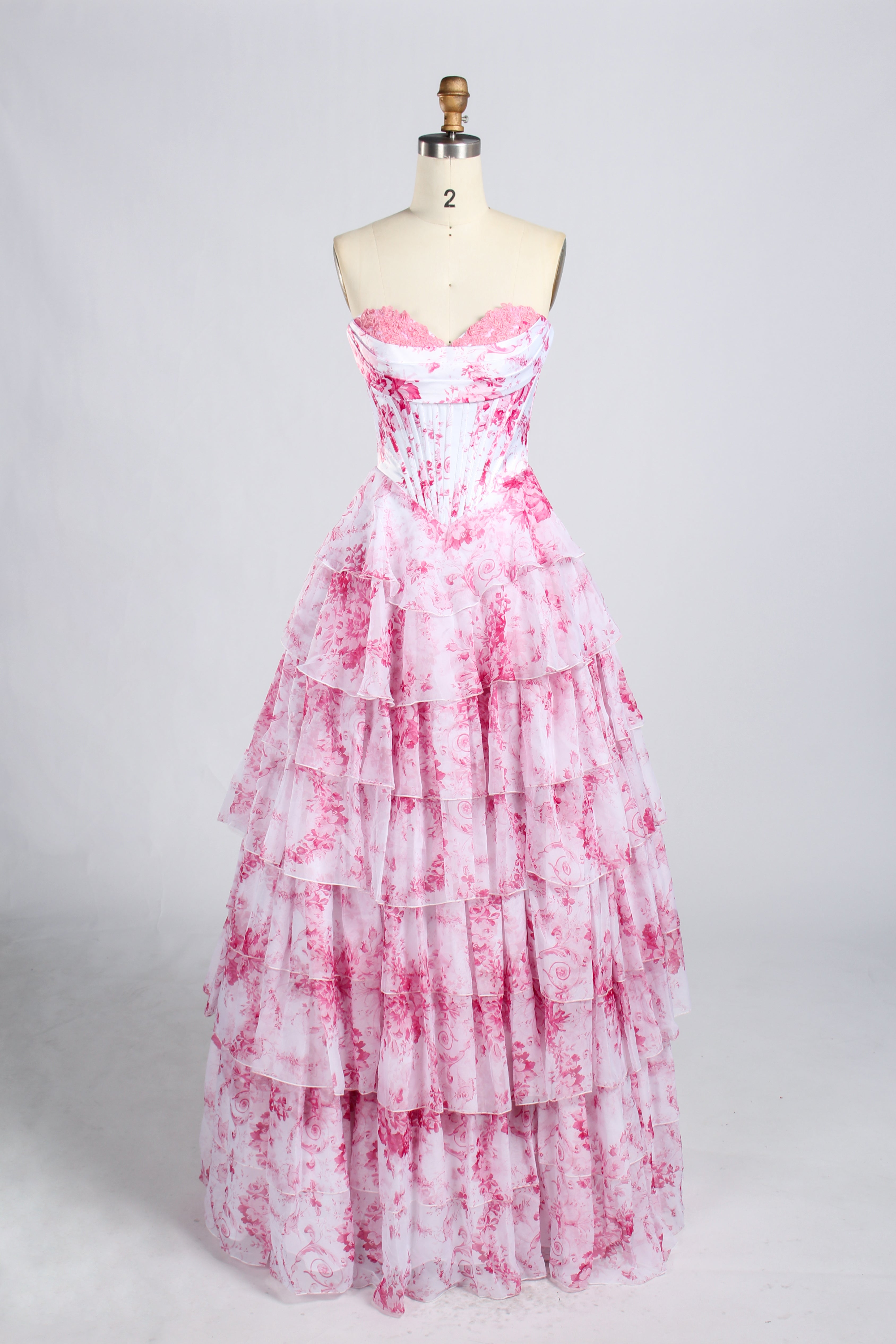 Wholesale Elegant Strapless Tiered Chiffon Prom Gown 33223C