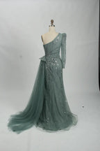 One Shoulder Sequined Sage Green Mother of the Bride Dress MC105