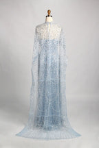 Beaded Fit and Flare Mother of the Bride Dress with Detachable Cape KY025