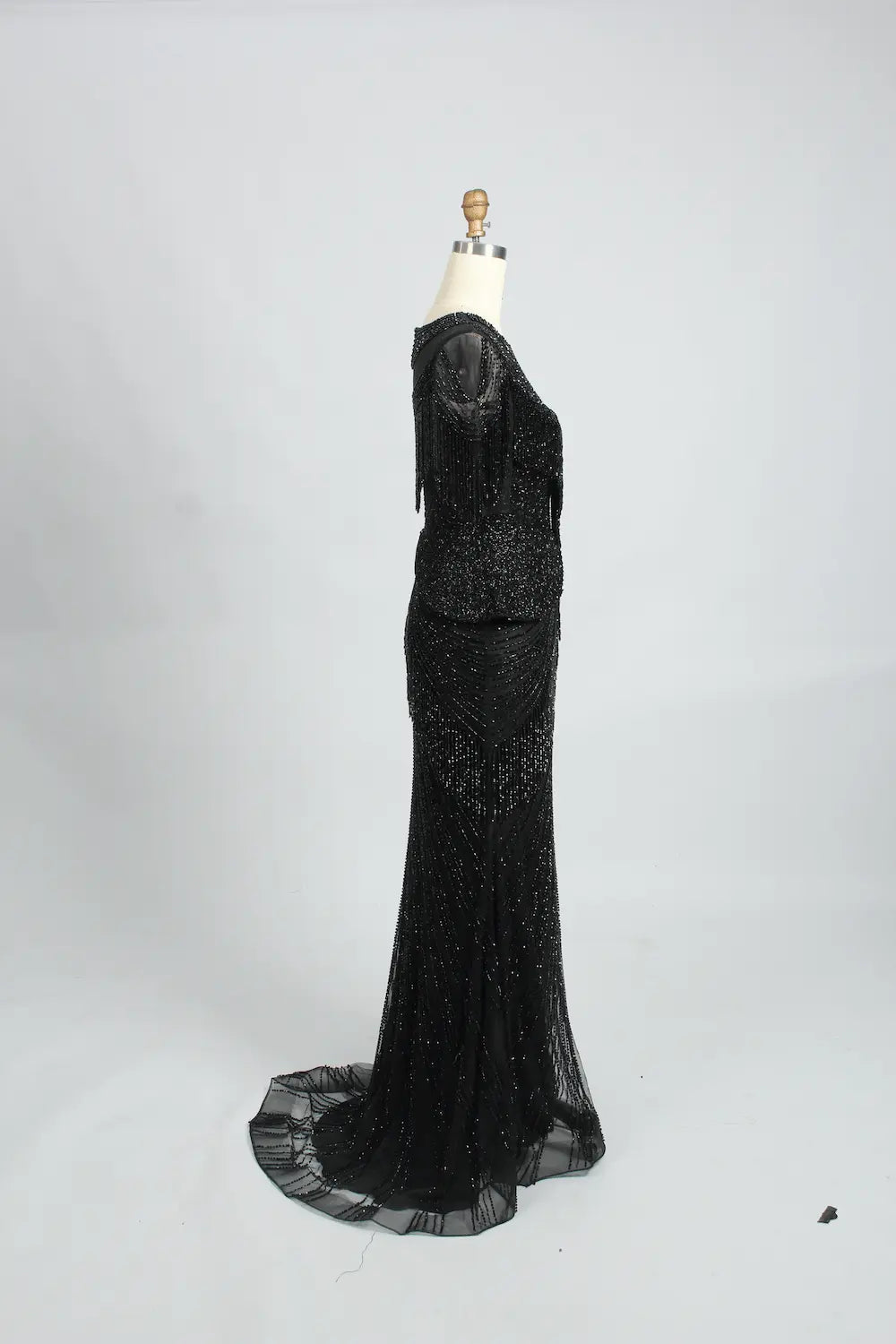 V-Neck Sparkling Mermaid Mother of the Bride Dress with Short Sleeves MC078