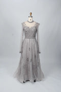 Silver Gray Modern A-Line Mother of the Bride Dress with Cap Sleeves MC068