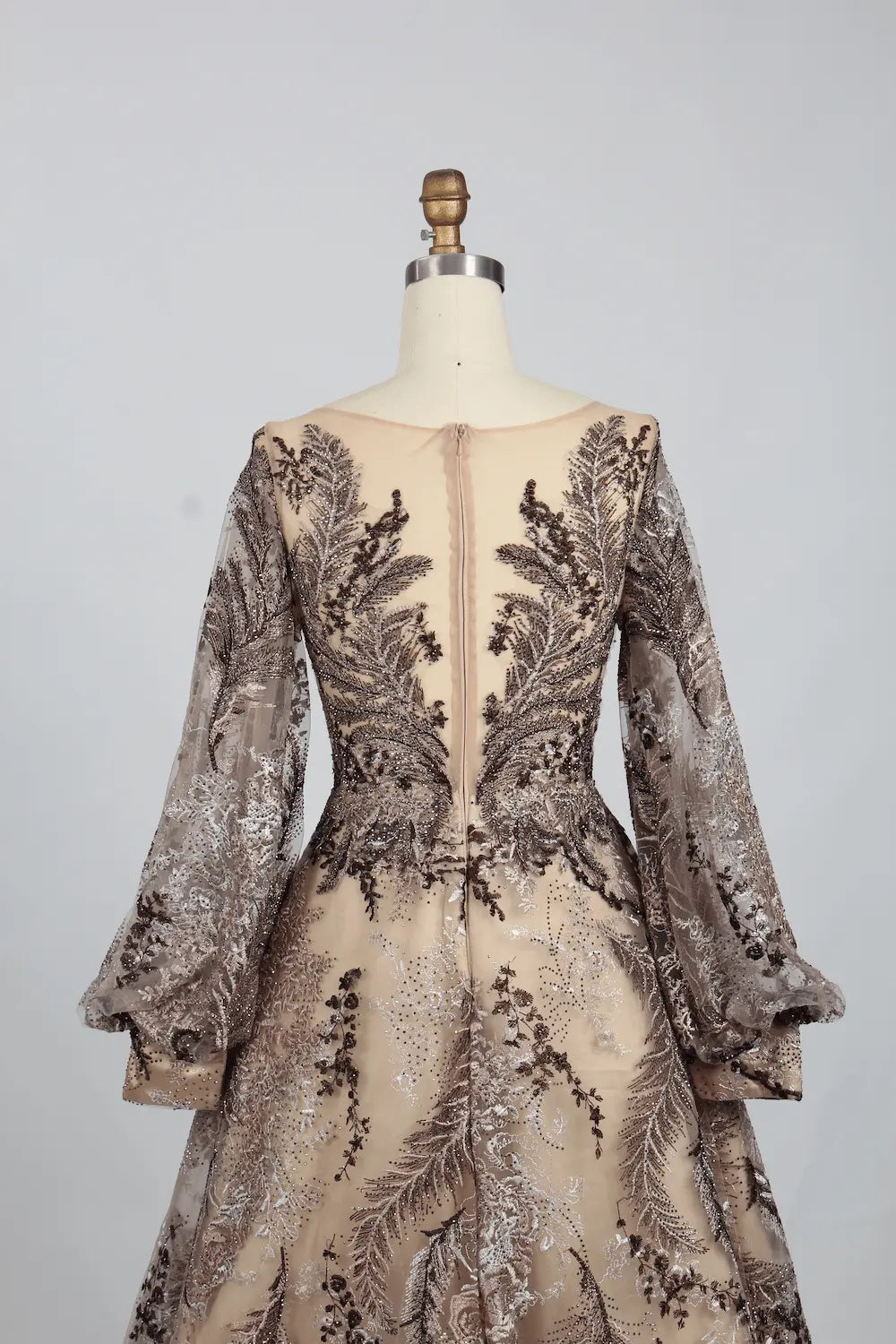 Lace V-Neck A-Line Mother of the Bride Dress with Long Sleeves KS002