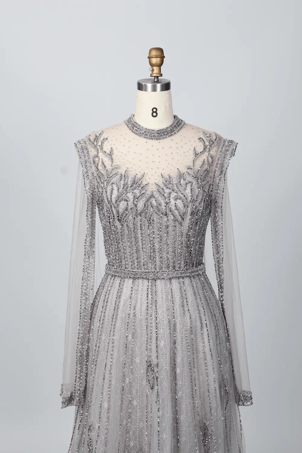 Silver Gray Modern A-Line Mother of the Bride Dress with Cap Sleeves MC068