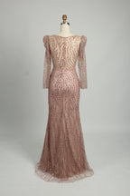 Wholesale Lilac Sequin Long-Sleeve Mermaid Prom Dress MC088
