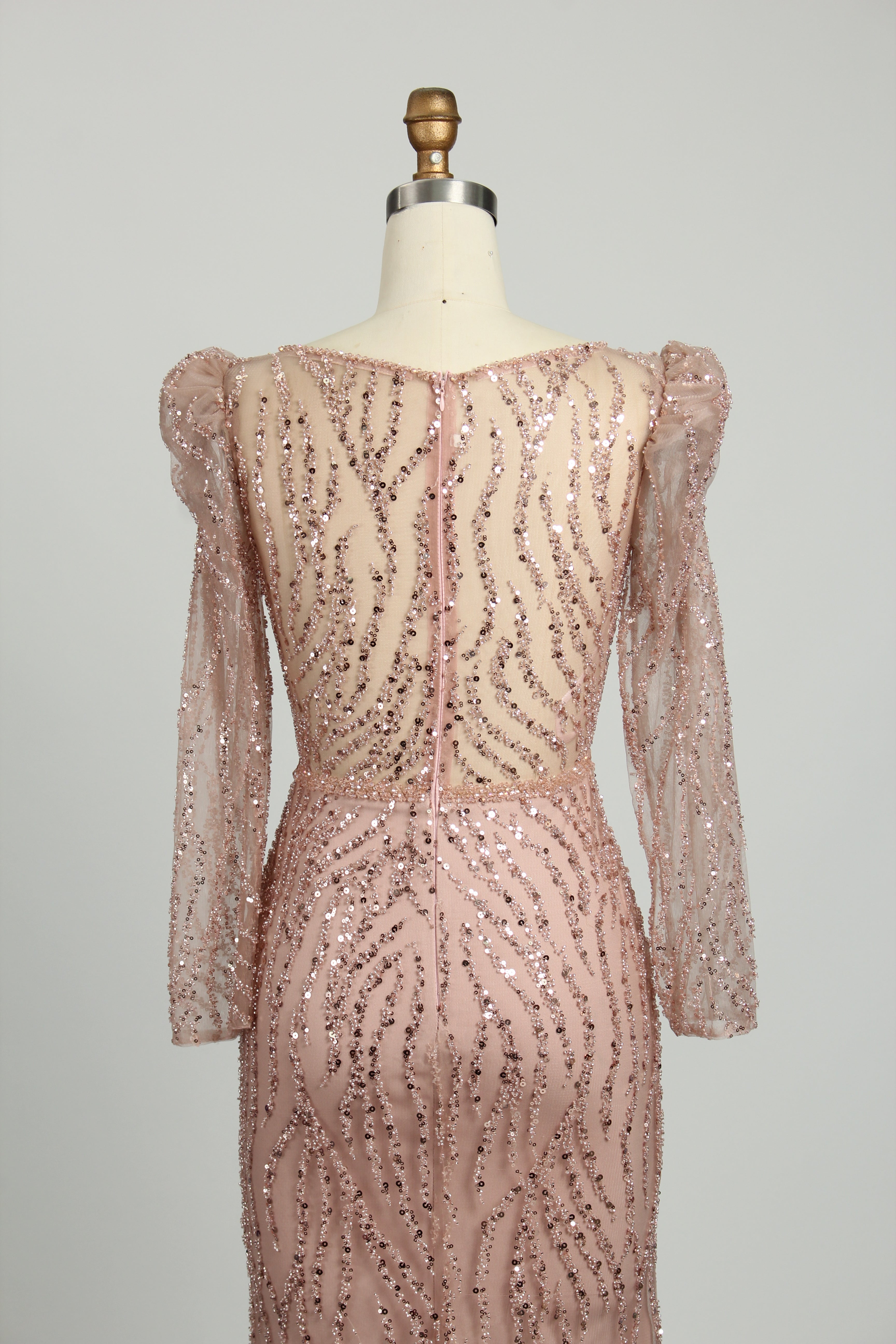 Wholesale Lilac Sequin Long-Sleeve Mermaid Prom Dress MC088