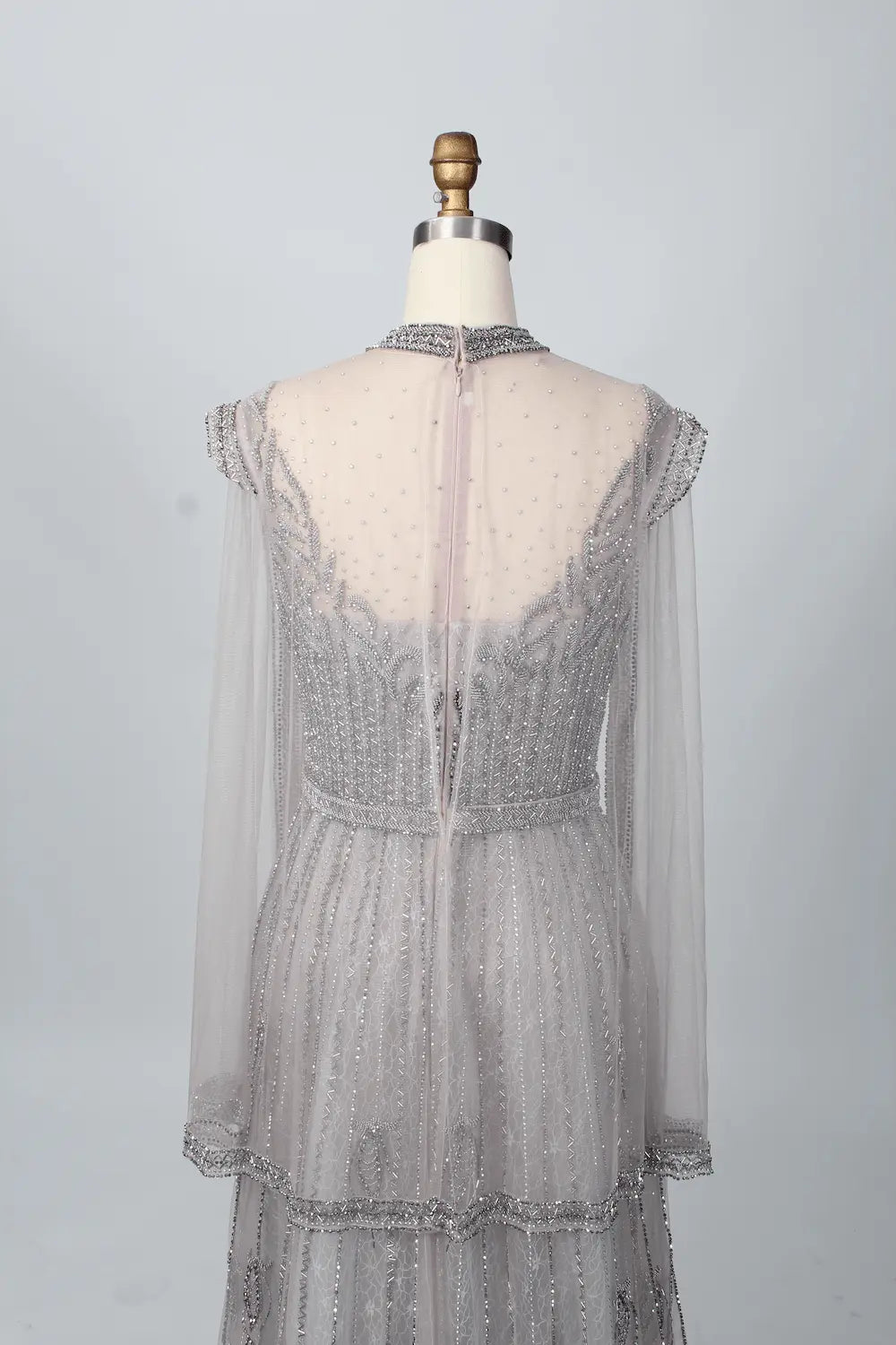 Silver Gray Modern A-Line Mother of the Bride Dress with Cap Sleeves MC068