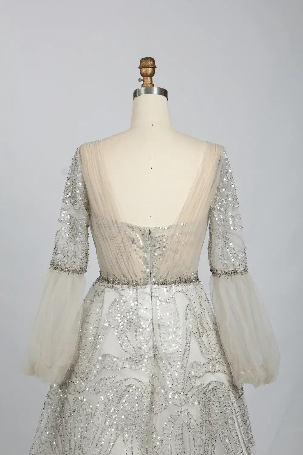 Ivory Modern A-Line Mother of the Bride Dress with Sheer Sleeves KS008