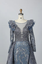 Modern  Beaded Long Sleeves A-Line Mother of the Bride Dress MK083