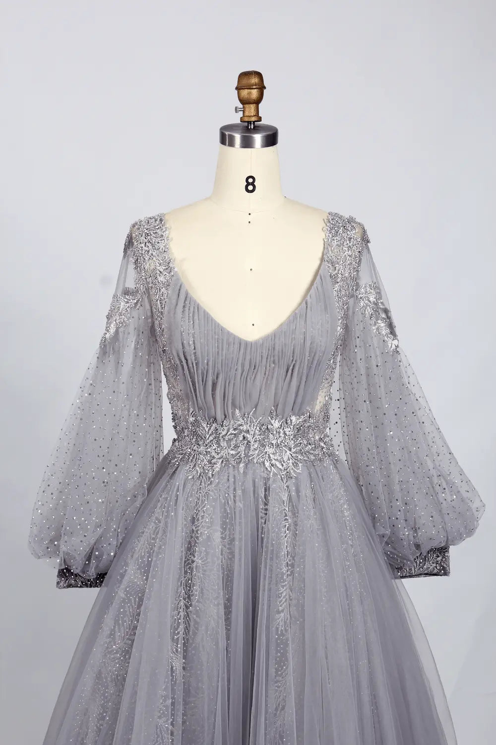 Sophisticated A-Line Mother of the Bride Dress with Puff Sleeves KS012