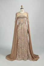 Beaded White Fitted Cape Sleeves mother of the groom dresses MK154