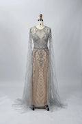 Sophisticated Fit-and-Flare Mother of the Bride Dress with Long Sleeves MC072