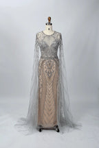 Sophisticated Fit-and-Flare Mother of the Bride Dress with Long Sleeves MC072