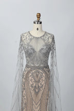 Sophisticated Fit-and-Flare Mother of the Bride Dress with Long Sleeves MC072