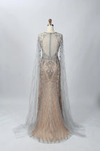 Sophisticated Fit-and-Flare Mother of the Bride Dress with Long Sleeves MC072