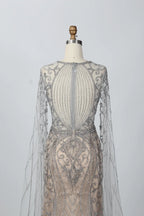 Sophisticated Fit-and-Flare Mother of the Bride Dress with Long Sleeves MC072