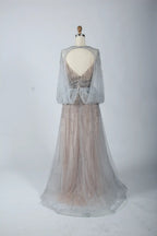 V-Neck Beaded Sleeveless Tulle A-Line Mother Of The Bride Dresses MC049