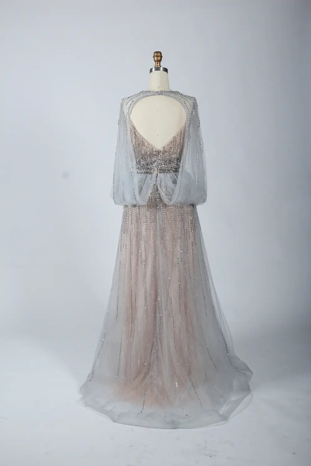 V-Neck Beaded Sleeveless Tulle A-Line Mother Of The Bride Dresses MC049