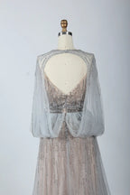V-Neck Beaded Sleeveless Tulle A-Line Mother Of The Bride Dresses MC049