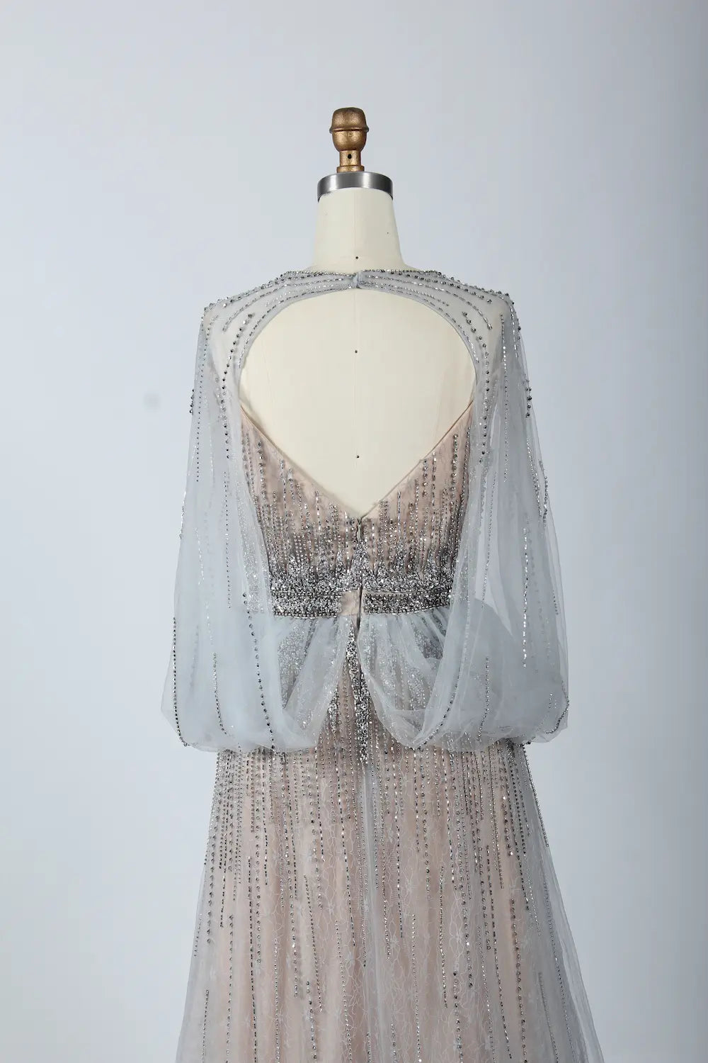 V-Neck Beaded Sleeveless Tulle A-Line Mother Of The Bride Dresses MC049