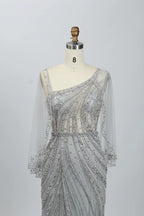 Draped Mermaid Mother of the Bride Dress with a Draped Sleeve MC074