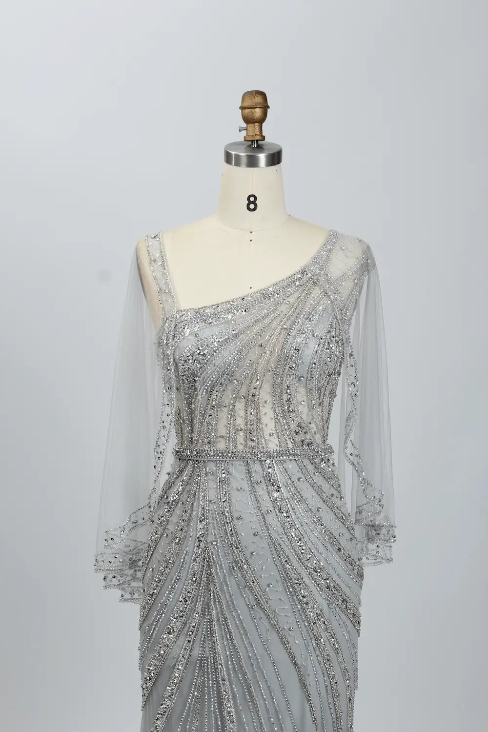 Draped Mermaid Mother of the Bride Dress with a Draped Sleeve MC074