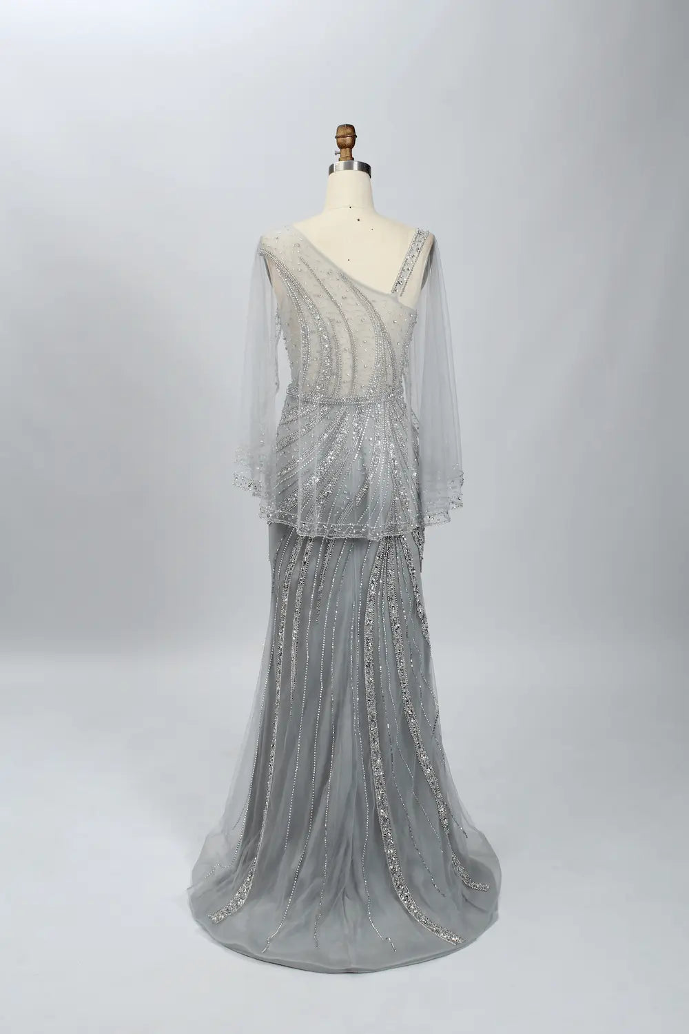 Draped Mermaid Mother of the Bride Dress with a Draped Sleeve MC074