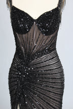 Wholesale Black Sequin Evening Gown, Mermaid Prom Dress 33317