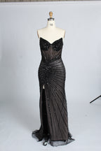 Wholesale Black Sequin Evening Gown, Mermaid Prom Dress 33317